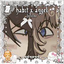 a picture of a person with the words habit x angel forever on it