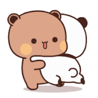 a cartoon bear is hugging another bear .