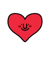a red heart with a smiling face on it