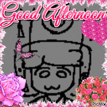 a picture of a girl with the words good afternoon