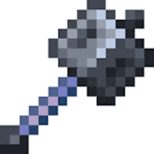 a pixel art drawing of a sword with a purple stripe