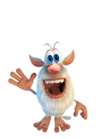 a cartoon character with a white beard and blue eyes