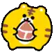 a pixel art drawing of a tiger with its mouth open