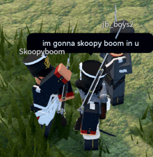 a video game character says im gonna skoopy boom in u skoopy boom