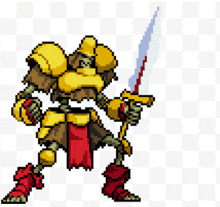 a pixel art of a knight with a sword