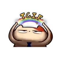 a cartoon character with a rainbow and the words tgif