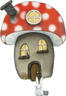 Mushroom House Cartoon Mushroom House GIF - Mushroom House Cartoon Mushroom House Red N White Polka Dot House GIFs