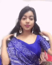 bhavyasri saree girl saree woman south indian woman blue saree