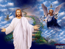 Bienvenido En El Cielo Con Jesus Stare GIF - Bienvenido En El Cielo Con Jesus Stare Angel GIFs