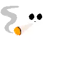 a pixel art of a ghost smoking a cigarette with smoke coming out of it .