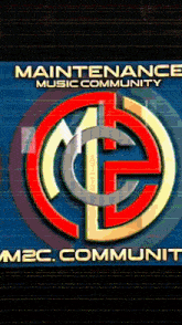 a maintenance music community logo on a blue screen