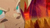 a close up of a cartoon character 's face with a crowd in the background
