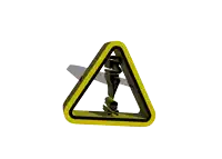 a yellow triangle with a skull and crossbones inside