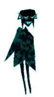 a pixel art drawing of a person with a cape