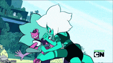 a couple of cartoon characters with the cn logo on the bottom left