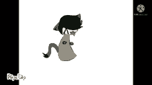 a drawing of a person with a cat 's tail on a white background