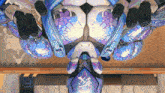 a purple and white robot with a chinese symbol on it