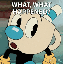 What What Happened Mugman GIF - What What Happened Mugman The Cuphead Show GIFs