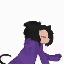 a pixel art of a person wearing a purple sweatshirt