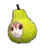 a yellow pear with a squirrel 's head on it .