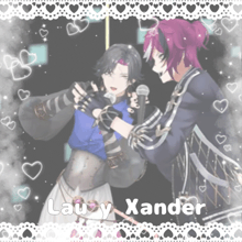 a picture of two anime characters with the name lau y xander on it