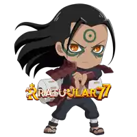 a cartoon character with the words ratuular 77 on the bottom right