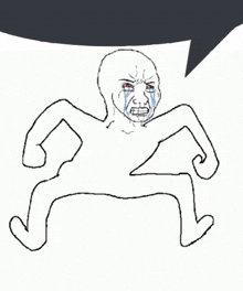 a drawing of a man crying with a speech bubble above him