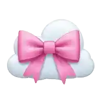 a cloud with a pink bow around it