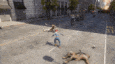 a video game scene with a bl st. sign