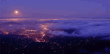 clouds city overlooking skyline night