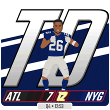 an illustration of a football player with the number 26