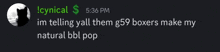 a screenshot of a chat with cynical at 5:36 pm