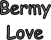 the word bermy love is written in pink and black on a white background .