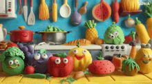 a bunch of fruits and vegetables are on a table with a luma logo in the corner