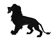 a silhouette of a black lion with its mouth open