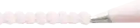 a close up of a piping nozzle with pink frosting coming out of it on a white background .