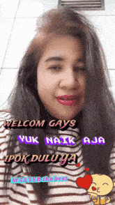 a picture of a woman with welcom gays yuk naik aja