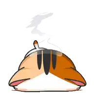 a cartoon cat is laying on its back with smoke coming out of its nose