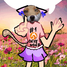 a cartoon drawing of a dog wearing a # 1 offe nder shirt