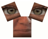 a close up of a person 's eyes and mouth