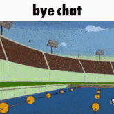 a cartoon of a swimming pool with the words bye chat on the bottom