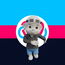 a cartoon character wearing a hoodie that says that on it