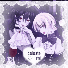a picture of two vampires with celeste rei written in the middle