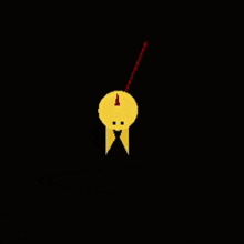 a yellow cat with a red arrow pointing to it