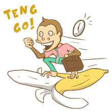 monkey banana clock time suitcase teng go