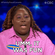 Umm It Was Fun Charmaine GIF - Umm It Was Fun Charmaine Family Feud Canada GIFs