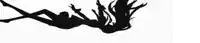 a black and white drawing of a woman falling down