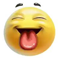 a smiley face with its tongue sticking out on a white background