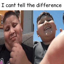 a picture of a boy with a caption that says i cant tell the difference