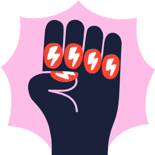 Raised Female Fist Sparks Power Sticker - Nail Art Thunder Showing Off Stickers